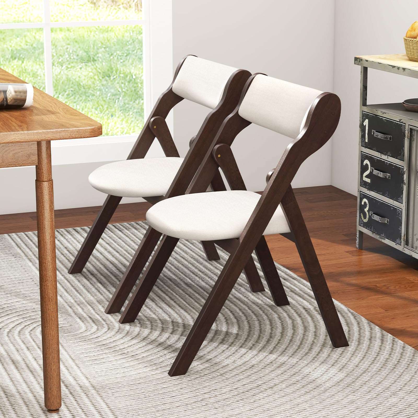 Giantex Folding Dining Chairs, Upholstered Kitchen Chairs w/Comfy Padded Backrest & Seat