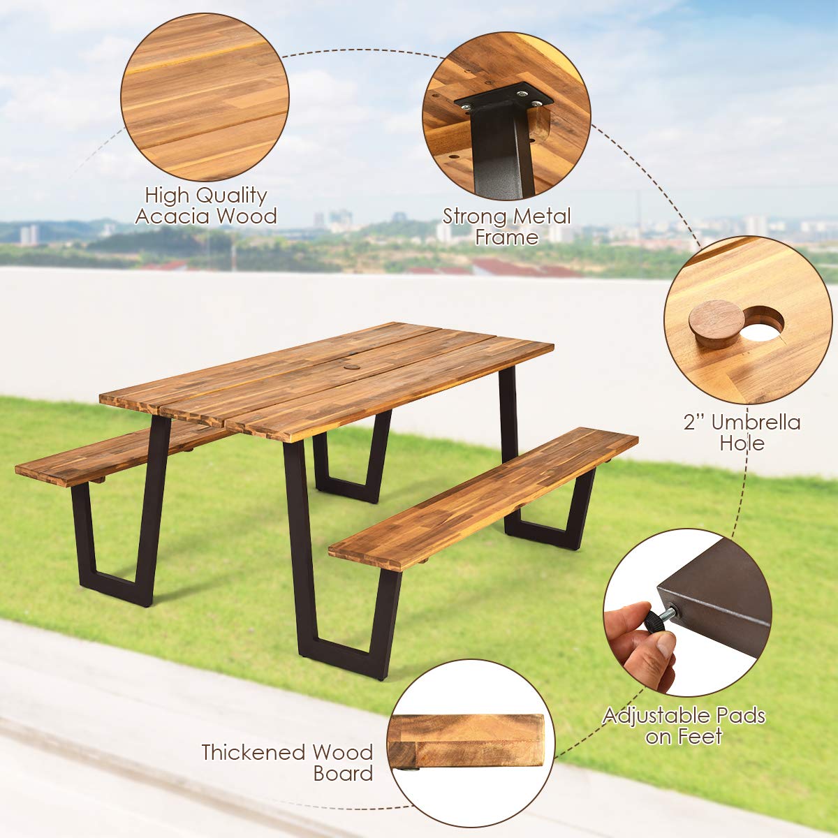 Giantex Picnic Table Bench Set for 6 or 8