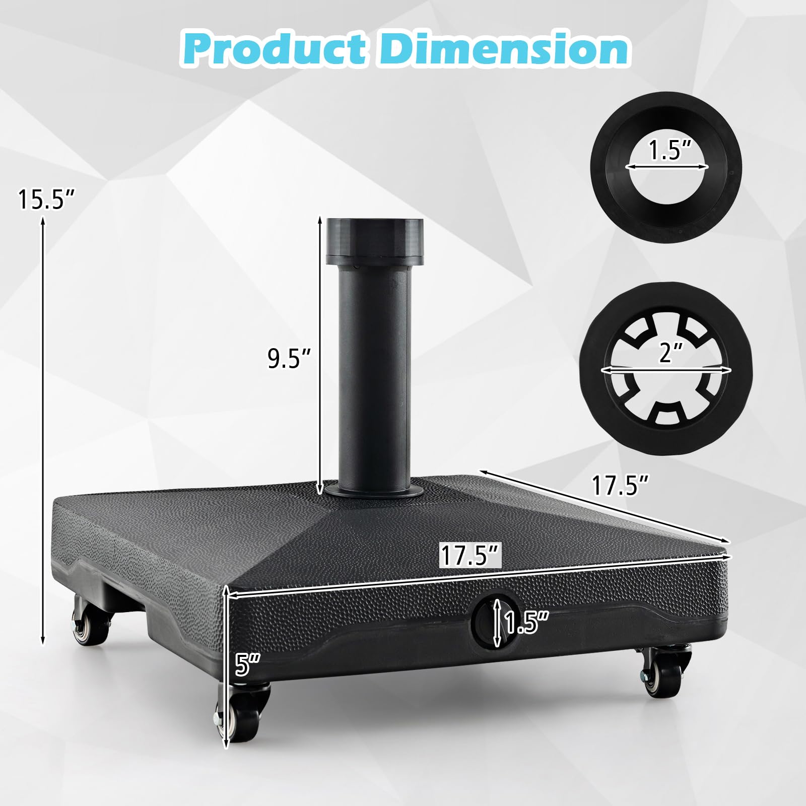 Giantex Umbrella Base with Wheels, 54 lbs Fillable Mobile Umbrella Base, Water or Sand Filled