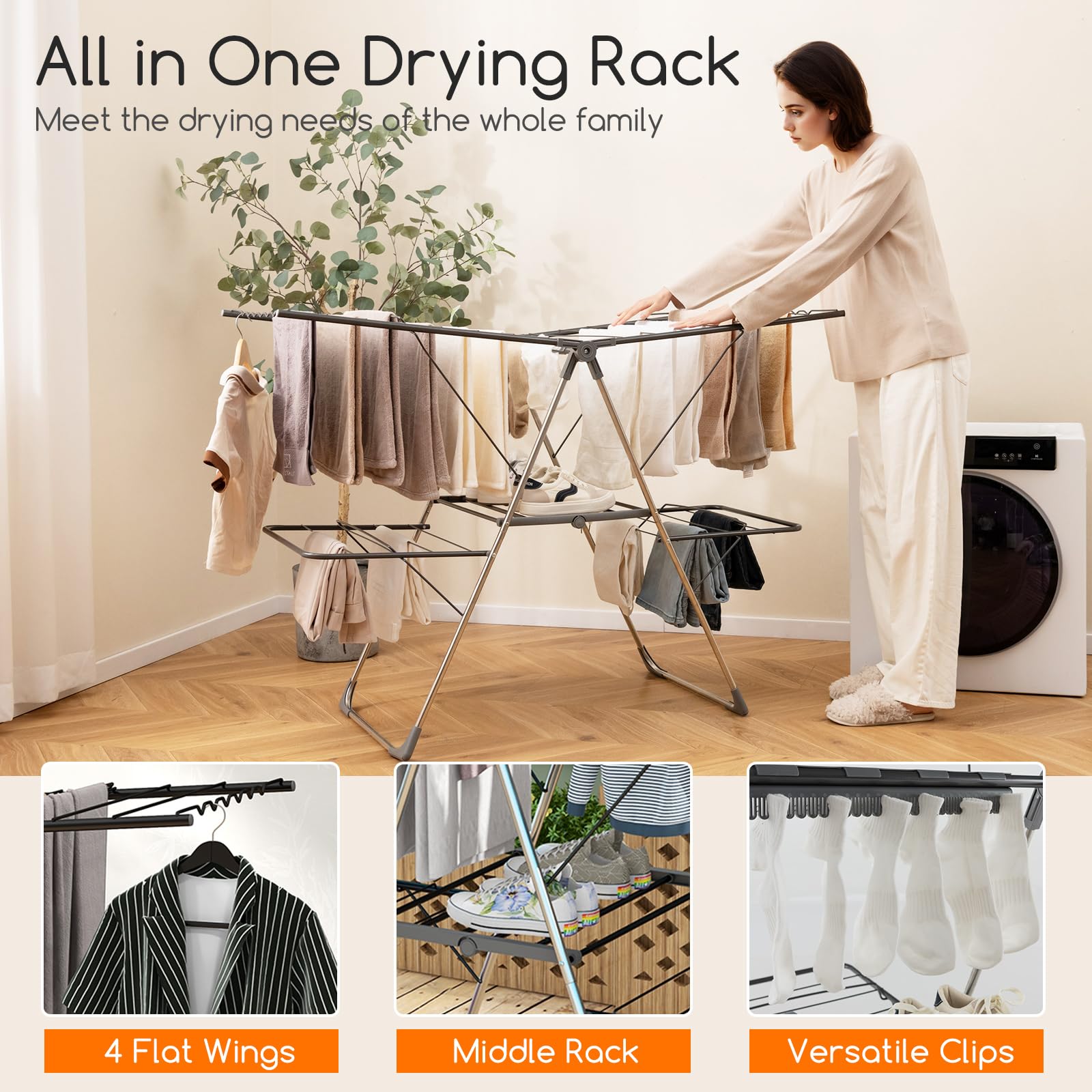 Giantex Clothes Drying Rack, Foldable Laundry Drying Rack with 33 Drying Rails