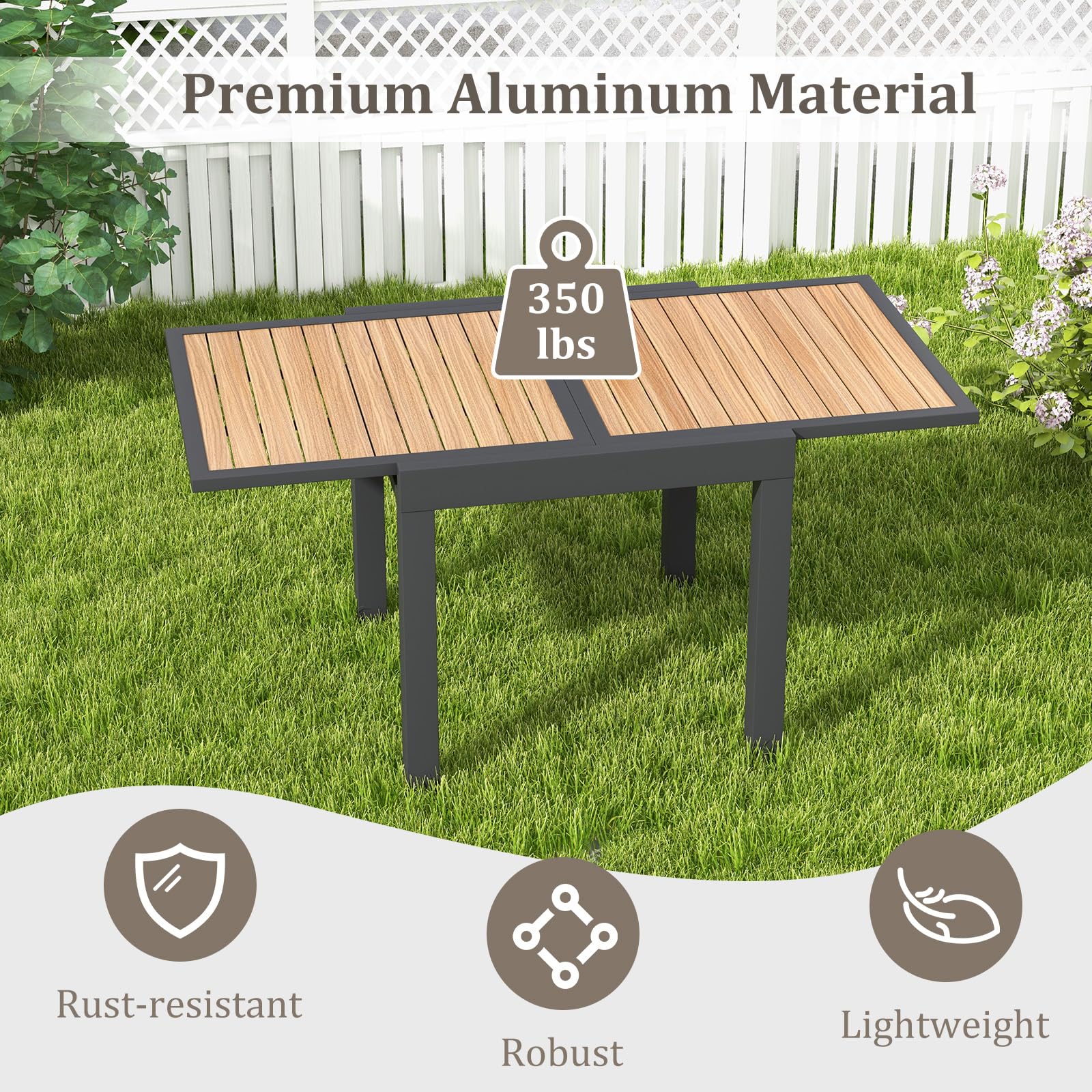 Giantex 31.5"-63" Expandable Patio Dining Table