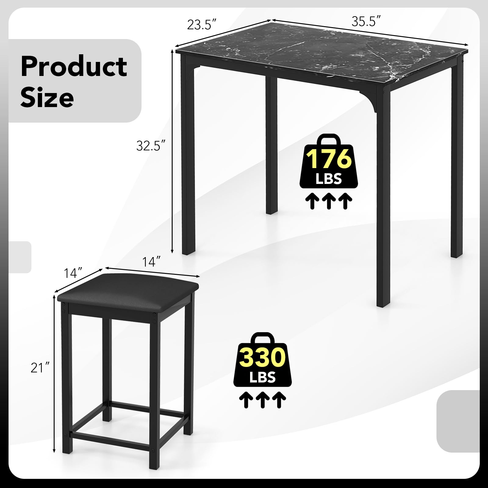 Giantex Dining Table Set for 2, Kitchen Table Set with Counter Height Dining Table