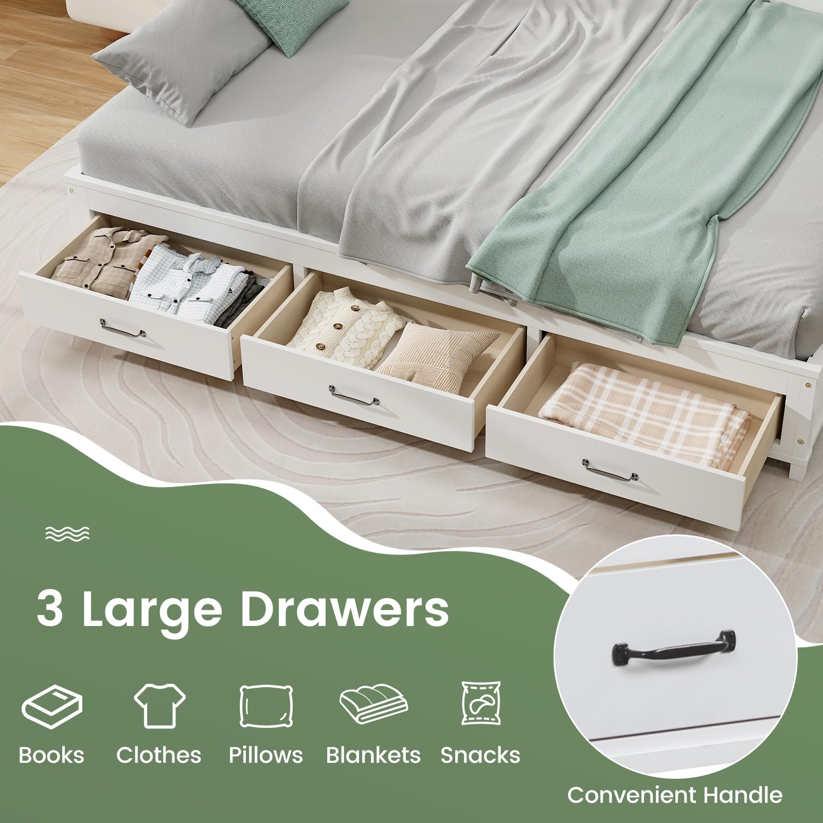 Giantex Daybed with 3 Storage Drawers