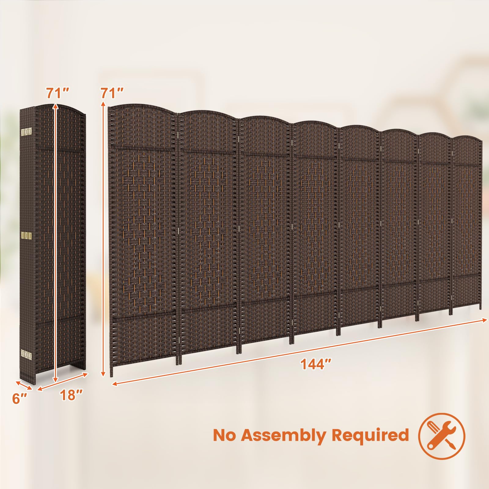 Giantex Room Divider 8 Panel - 6 FT Folding Privacy Screen