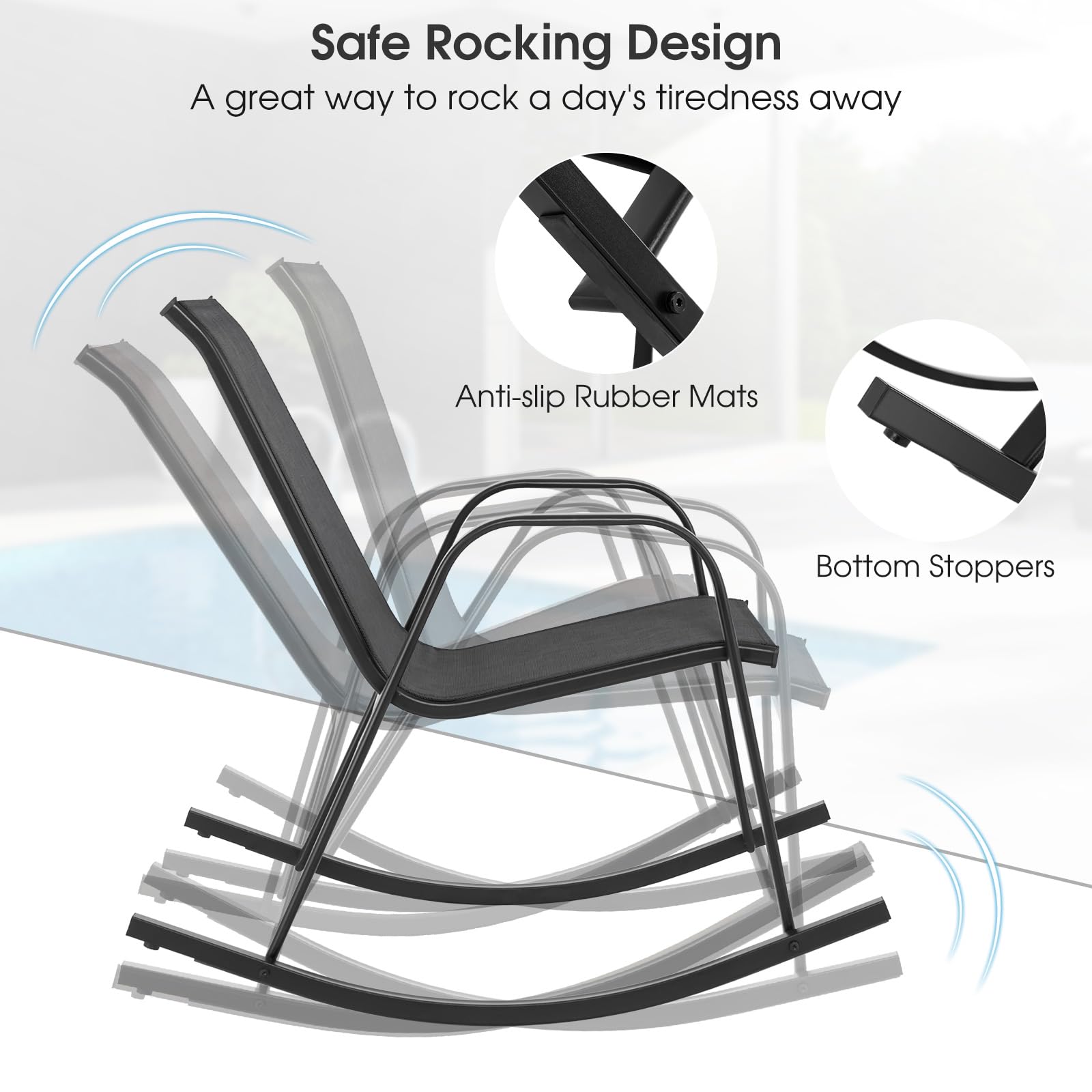 Giantex Outdoor Rocking Chairs , Patio Rocking Chairs w/Breathable Seat & Back