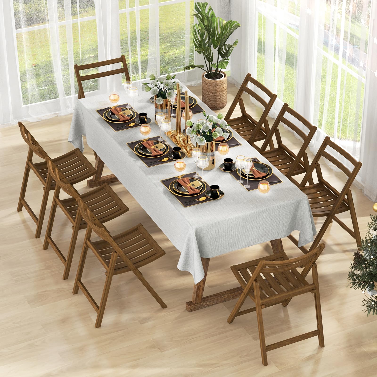 Giantex Wooden Folding Chairs Set, Dining Chairs with Wide Curved Seat