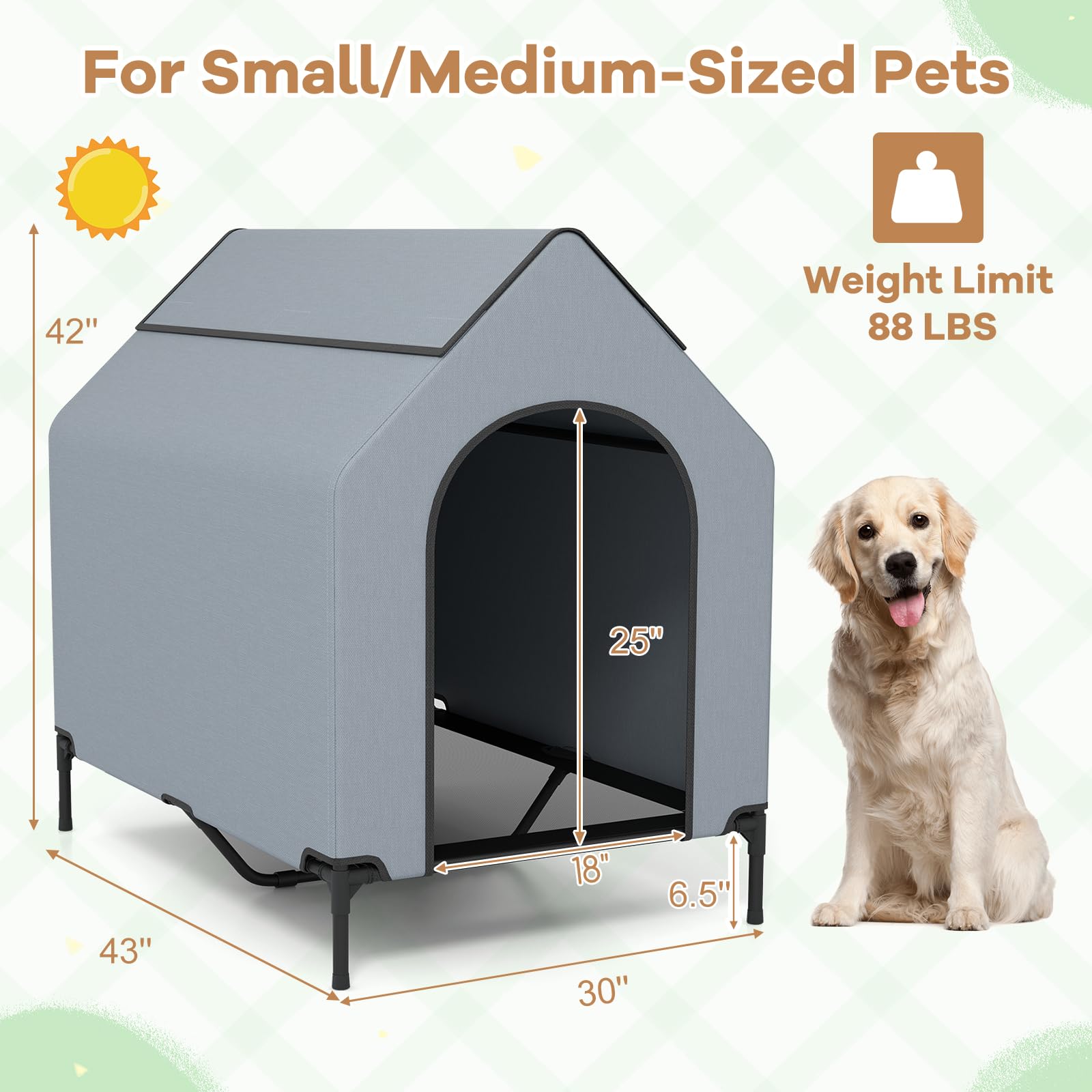 Giantex Dog House Outdoor Extra Large, Elevated Dog Bed with Weatherproof Canopy