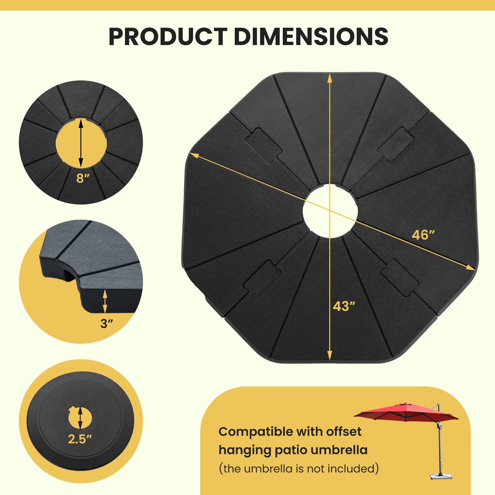 Giantex 208 lbs Patio Offset Umbrella Base