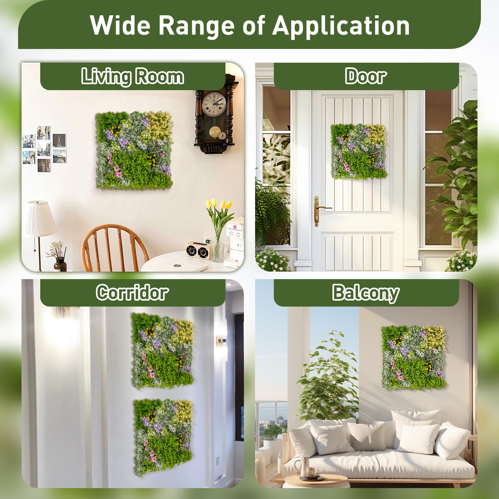 Giantex 2 Pack Hanging Artificial Plants Panels, 20" x 20" Square Framed 3D Greenery Wall Art Decor