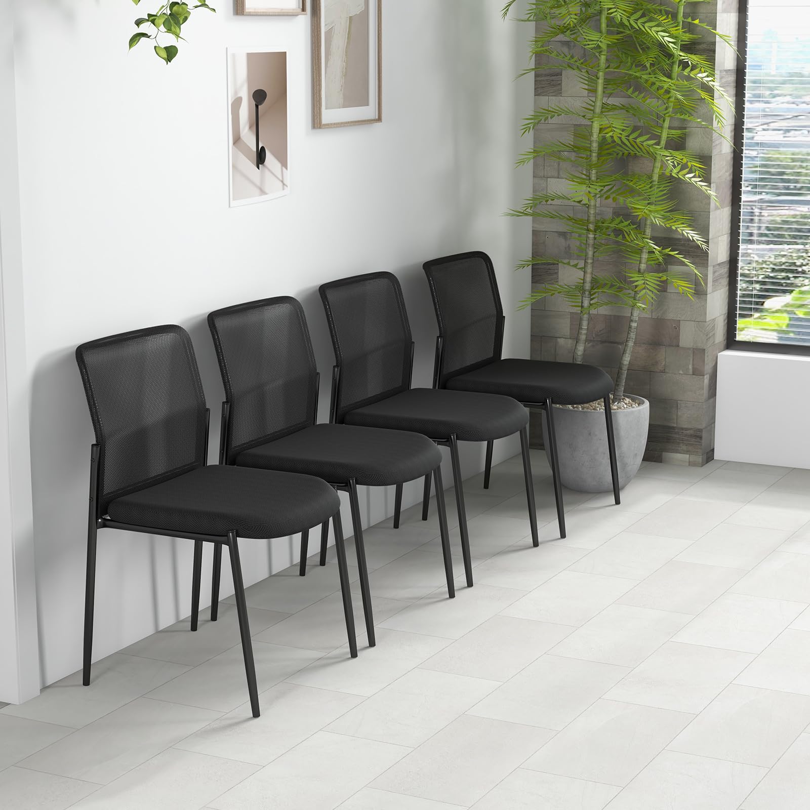 Giantex Waiting Room Chairs - Stackable Guest Chairs w/Ergonomic Backrest