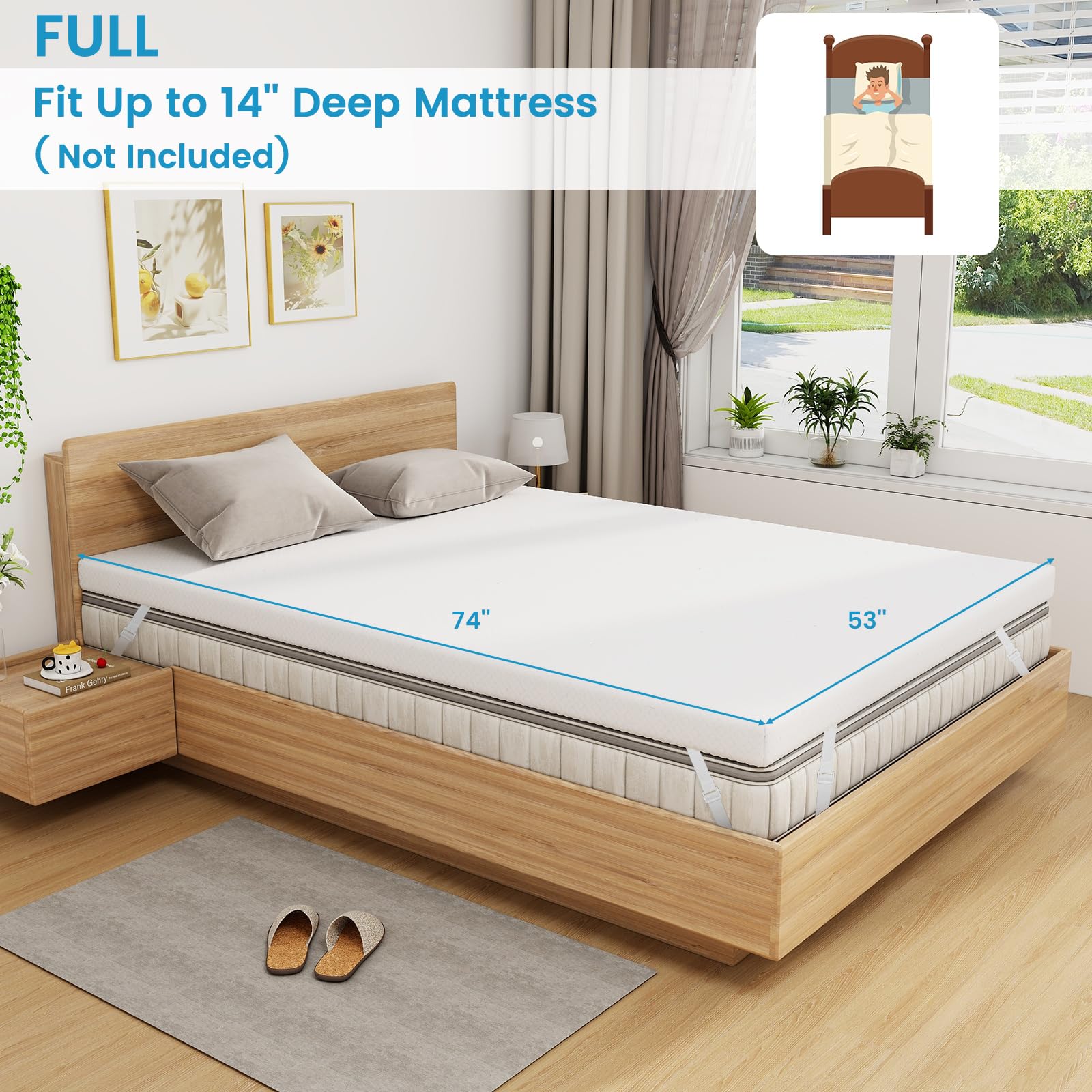 Giantex 3 Inch Twin Memory Foam Mattress Topper, Cooling Gel Infused Topper with Removable Cover