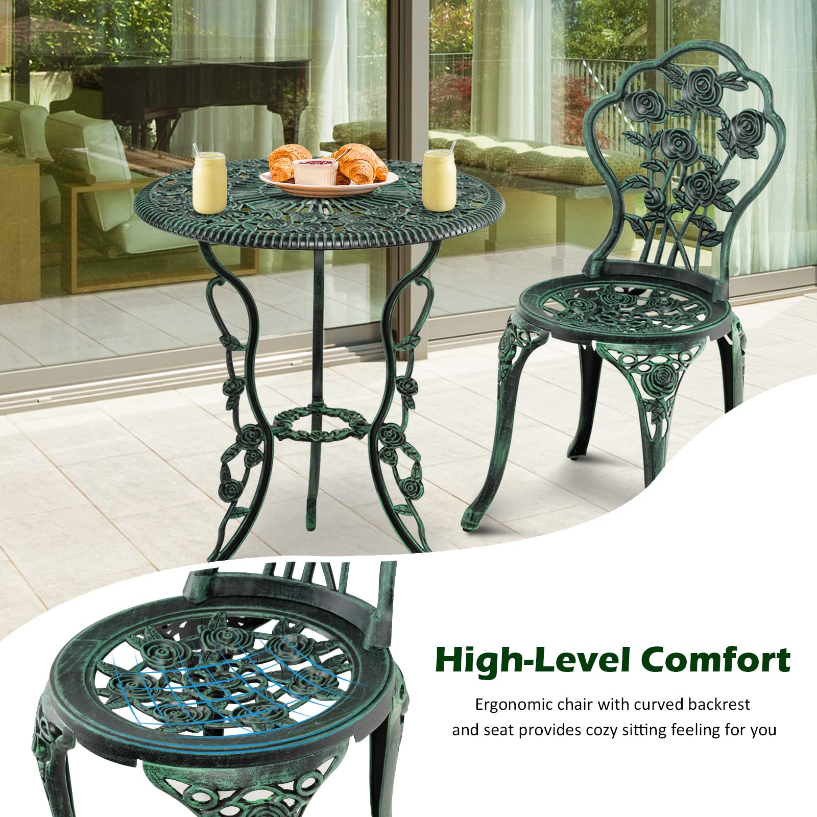 3 piece discount rose bistro set