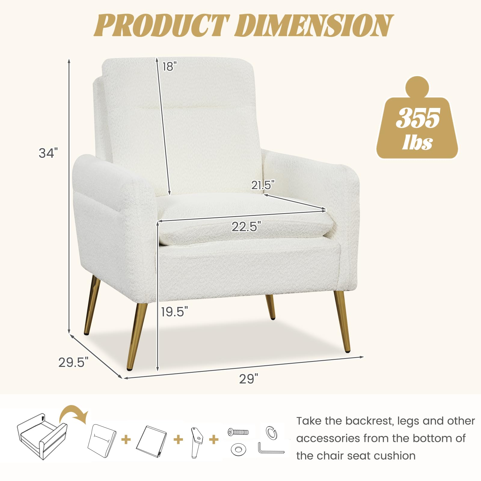 Giantex Modern Mid-Century Accent Chair White