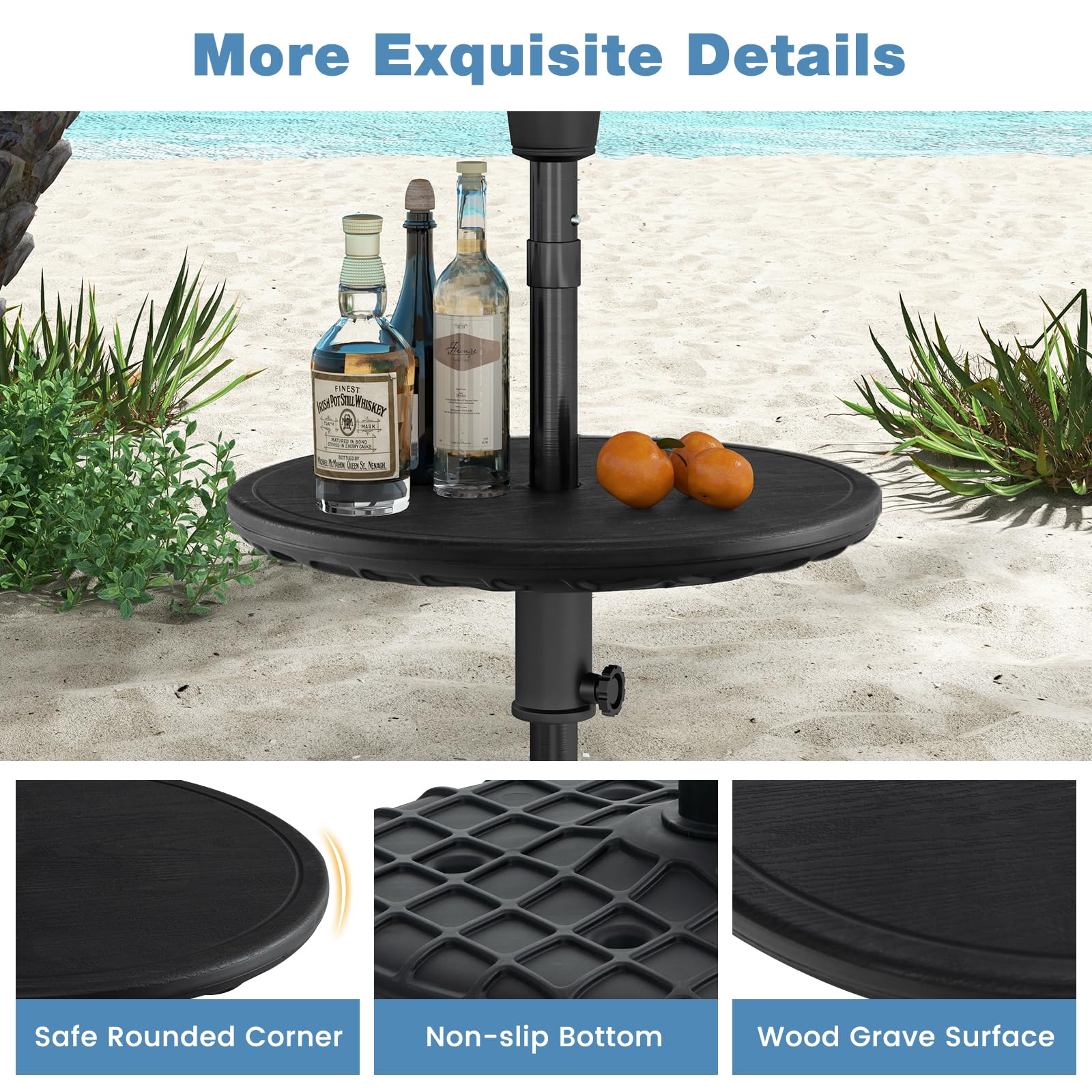 Giantex Umbrella Table - 20" Outdoor Side Table with 1.5" Umbrella Hole, Height Adjustable Knob