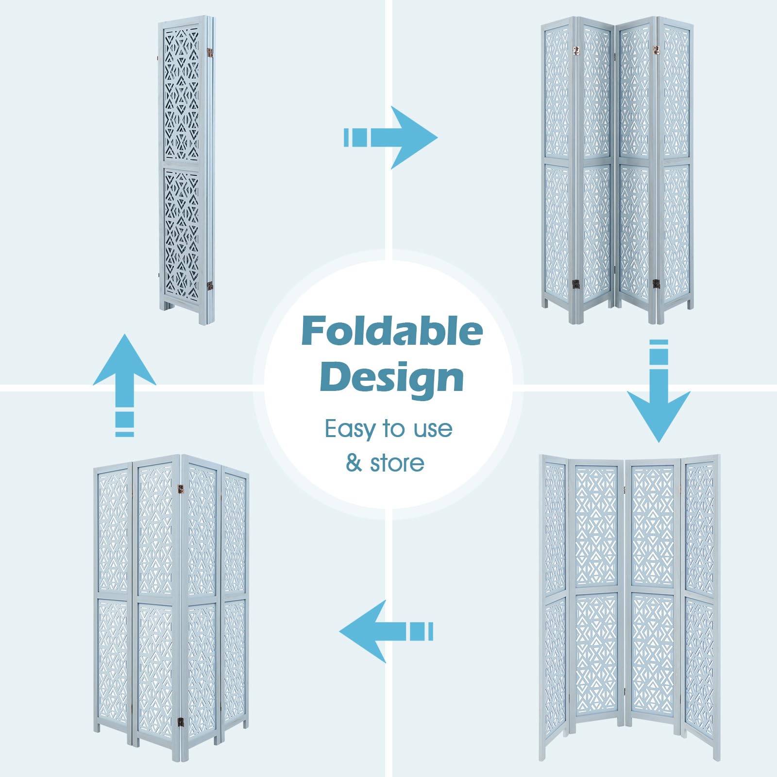 Giantex Room Divider 4/6 Panels - Boho Room Dividers with Carved Cutout Pattern & Solid Wood Frame, Fully Assembled