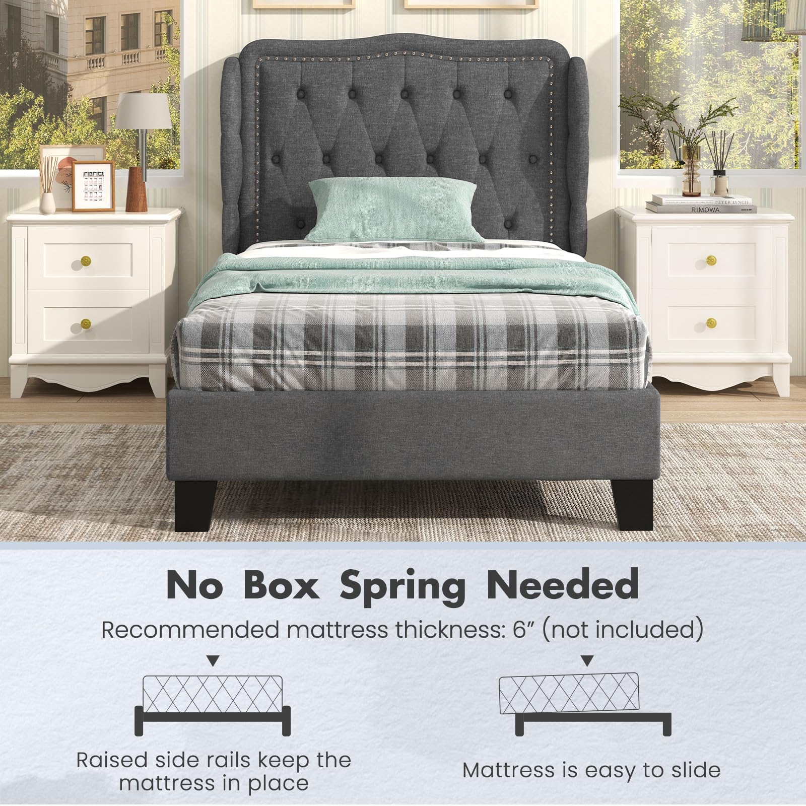 Giantex Twin Bed Frames with Headboard