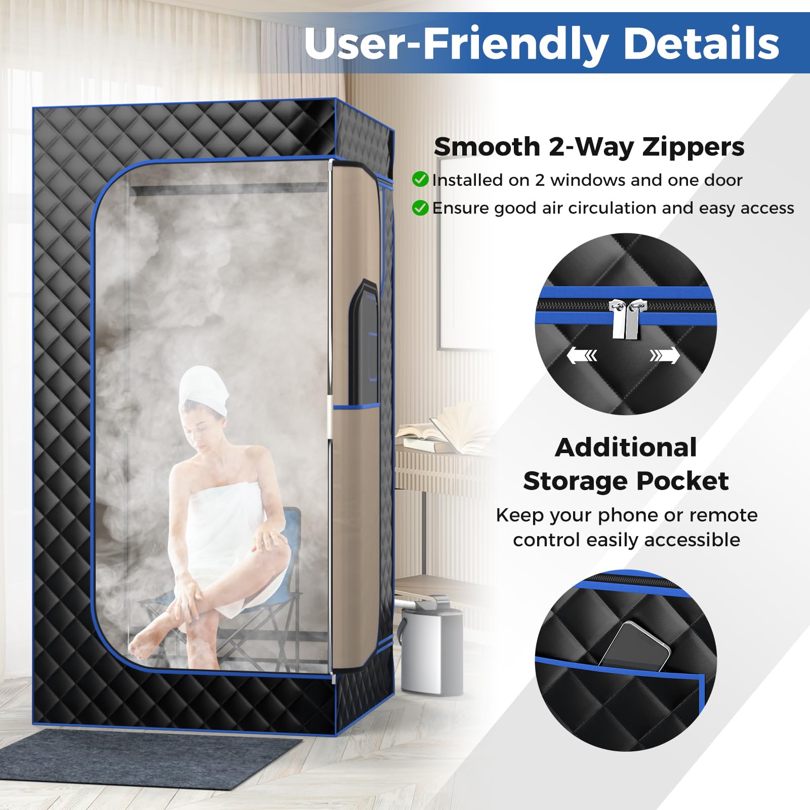 Giantex Portable Steam Sauna, Full Body Sauna Box with 3L Steam Generator, Remote Control