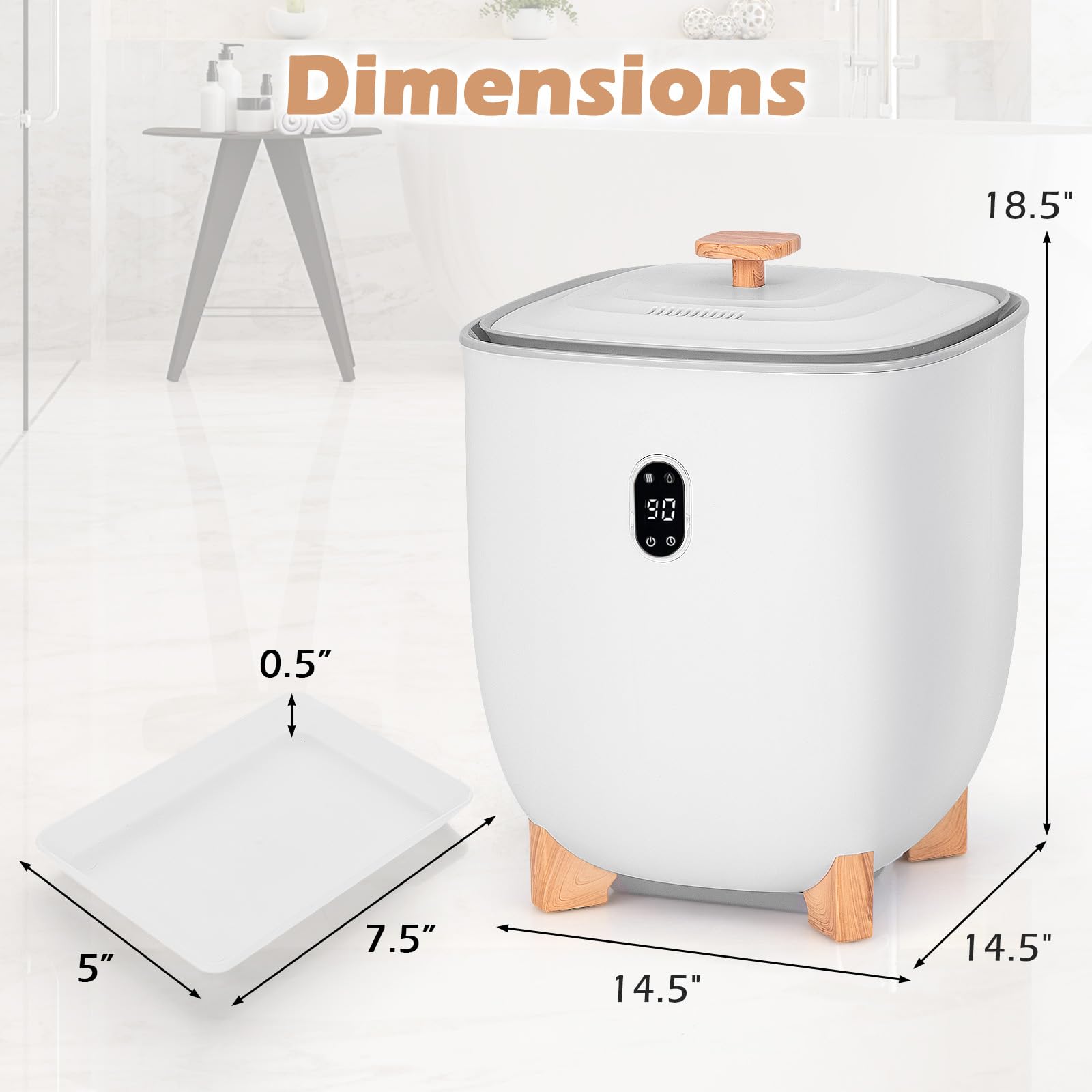 Giantex Upgraded Towel Warmer Bucket - 20L Hot Towel Bucket with PTC Air Heater for Rapid & Even Heating