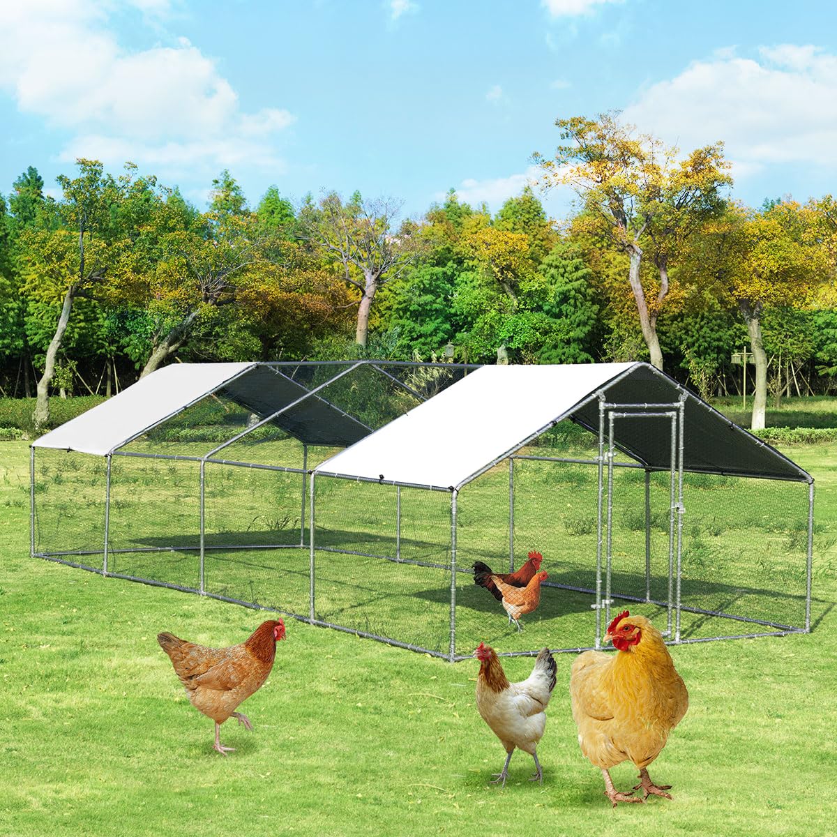 Giantex Large Metal Chicken Coop, Walk-in Chicken Coops Run House Shade Cage with Waterproof