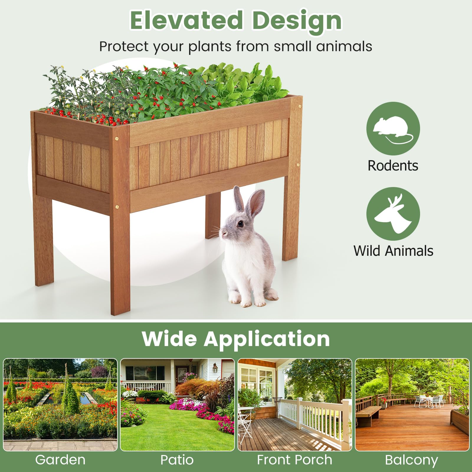 Giantex Wooden Raised Garden Bed, Solid Wood Elevated Planter Box w/Legs, 35”Lx 16”Wx24”H