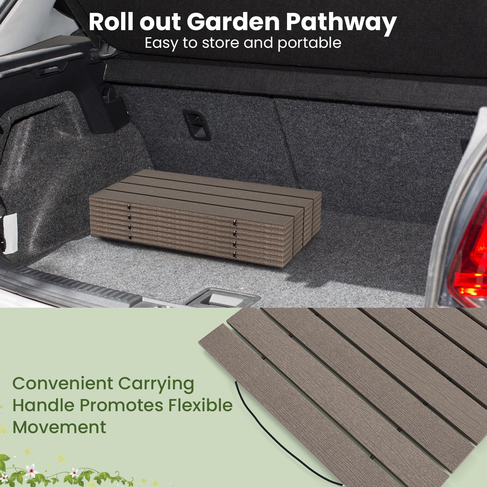 Giantex 8 FT Garden Pathway, Waterproof HDPE Outdoor Walkway with Non-Slip Surface