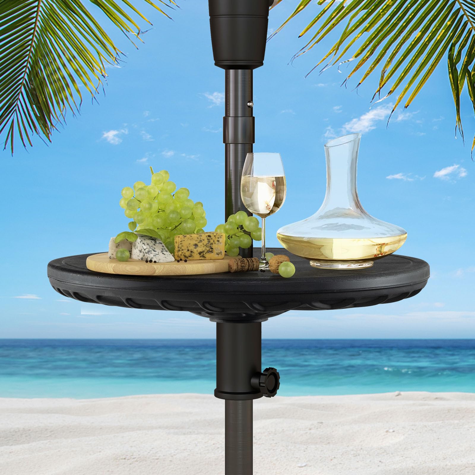 Giantex Umbrella Table - 20" Outdoor Side Table with 1.5" Umbrella Hole, Height Adjustable Knob