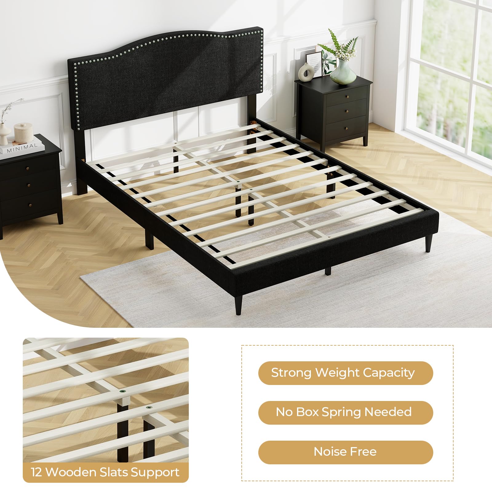 Giantex Queen Bed Frame with Headboard