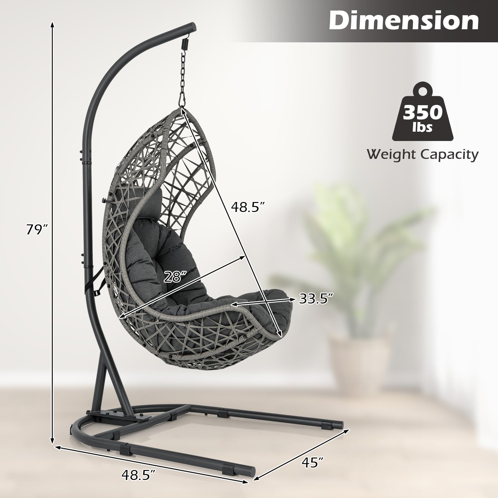 Giantex Egg Chair Outdoor Indoor - Hammock Chair with stand, Pillow, Cushion, Hanging Accessories