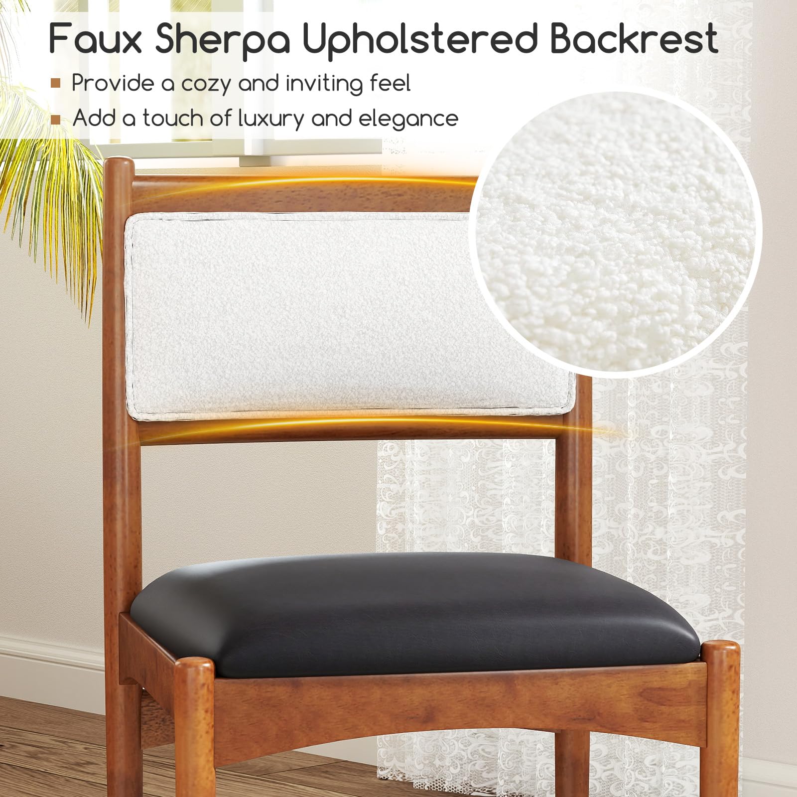 Giantex Wooden Dining Chairs, Upholstered Kitchen Chairs w/Rubber Wood Frame & Faux Leather Padded Seat