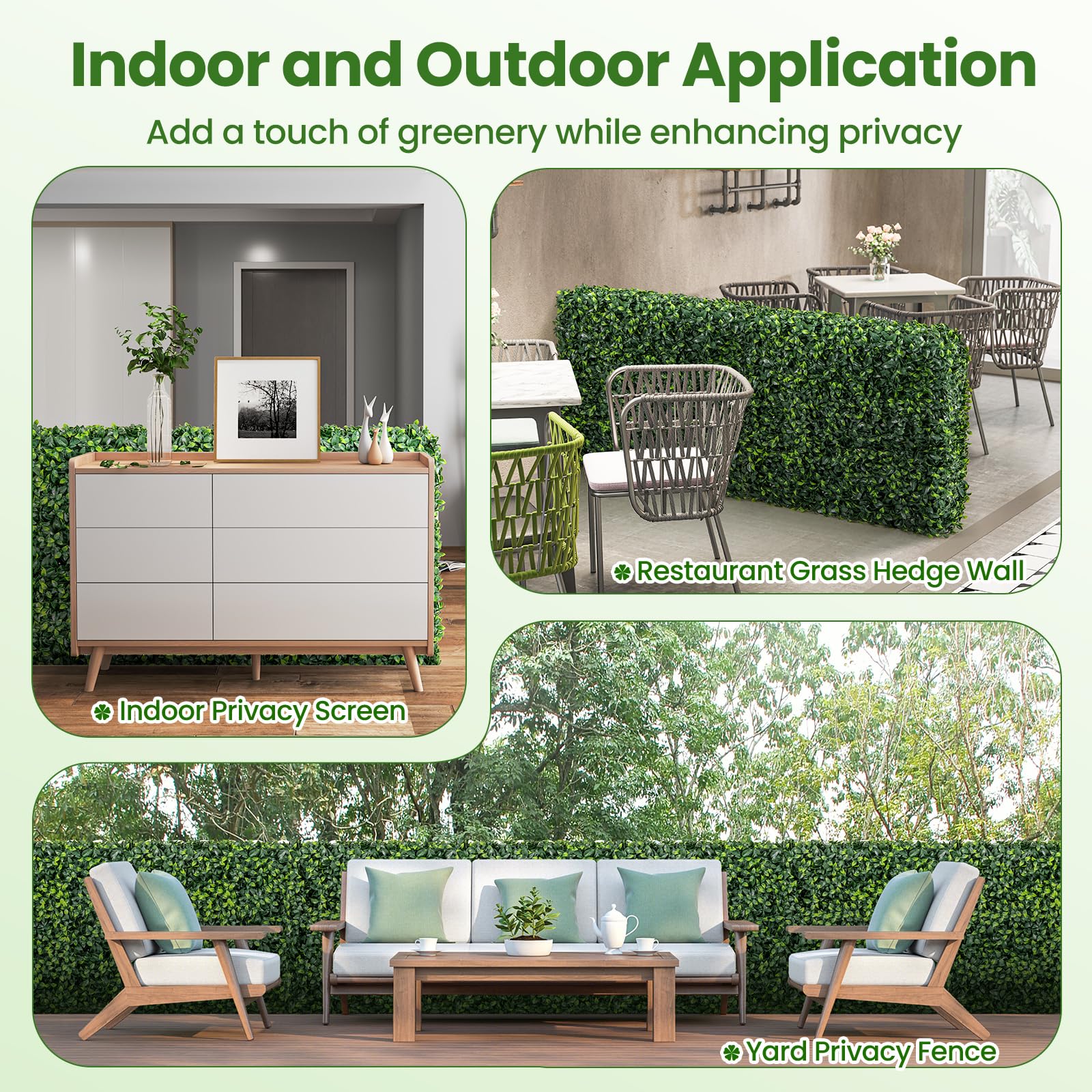 Giantex Artificial Boxwood Hedge Wall, Faux Grass Wall with PE Leaves and Aluminum Frame