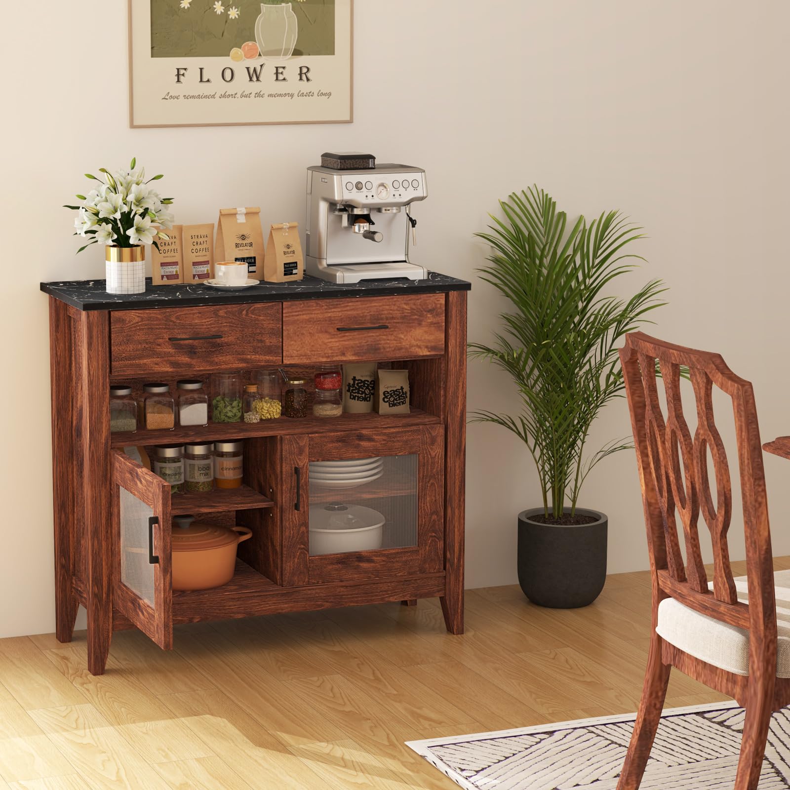 Giantex Sideboard Buffet Cabinet, Coffee Bar Cabinet with 2 Drawers