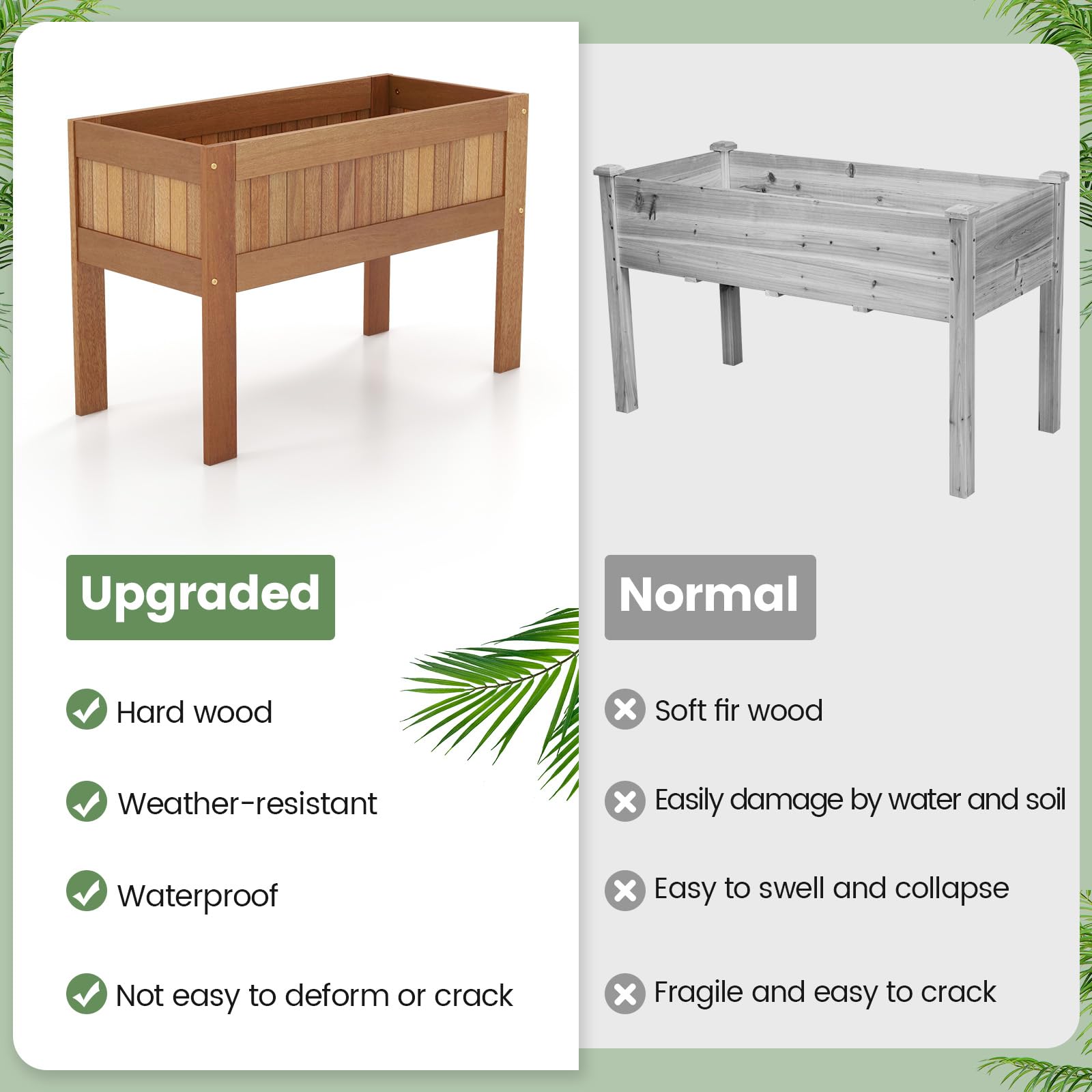 Giantex Wooden Raised Garden Bed, Solid Wood Elevated Planter Box w/Legs, 35”Lx 16”Wx24”H