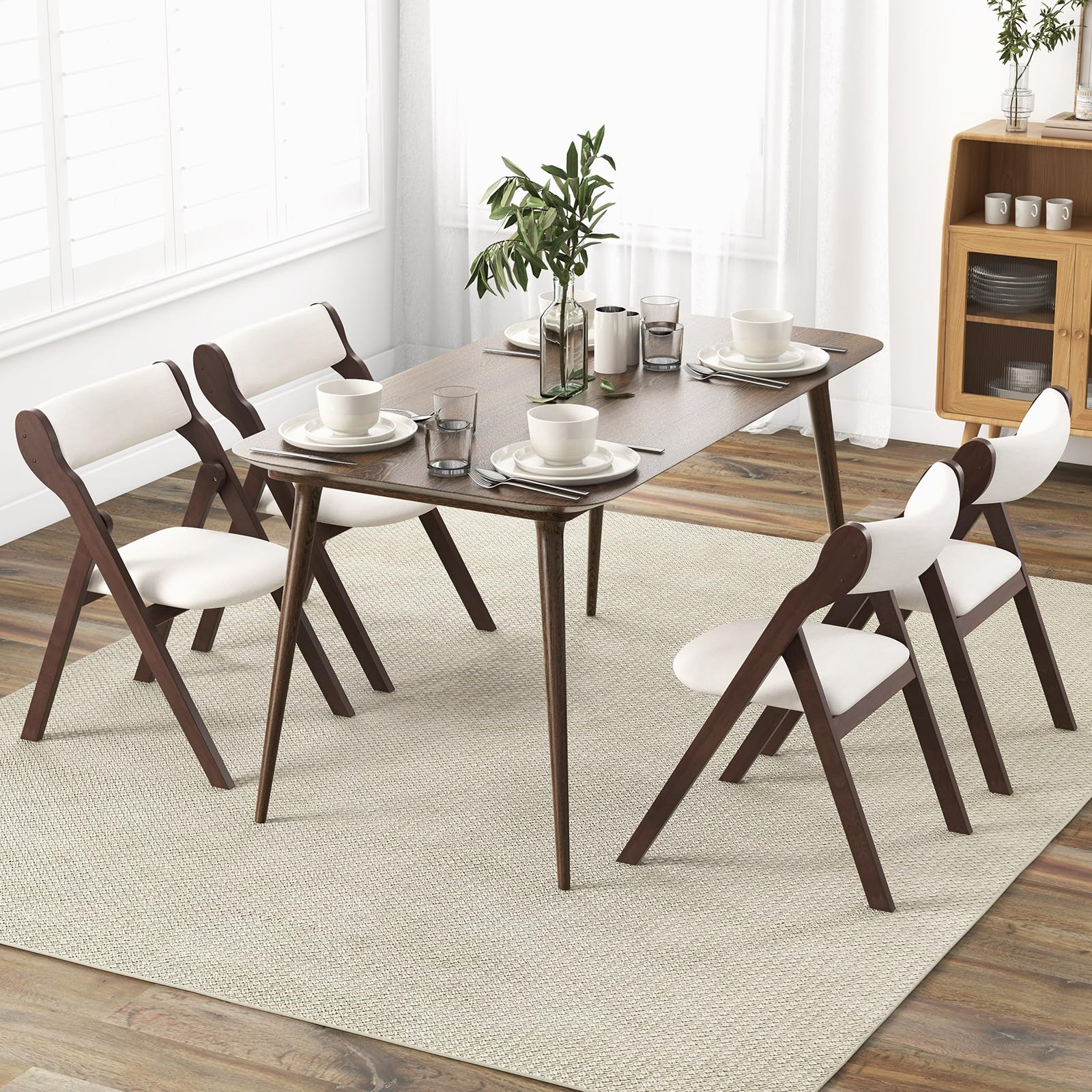 Giantex Folding Dining Chairs, Upholstered Kitchen Chairs w/Comfy Padded Backrest & Seat