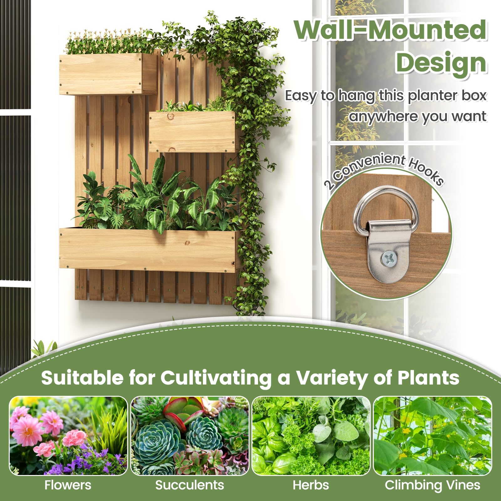 Giantex Wall-Mounted Raised Garden Bed w/Trellis Board