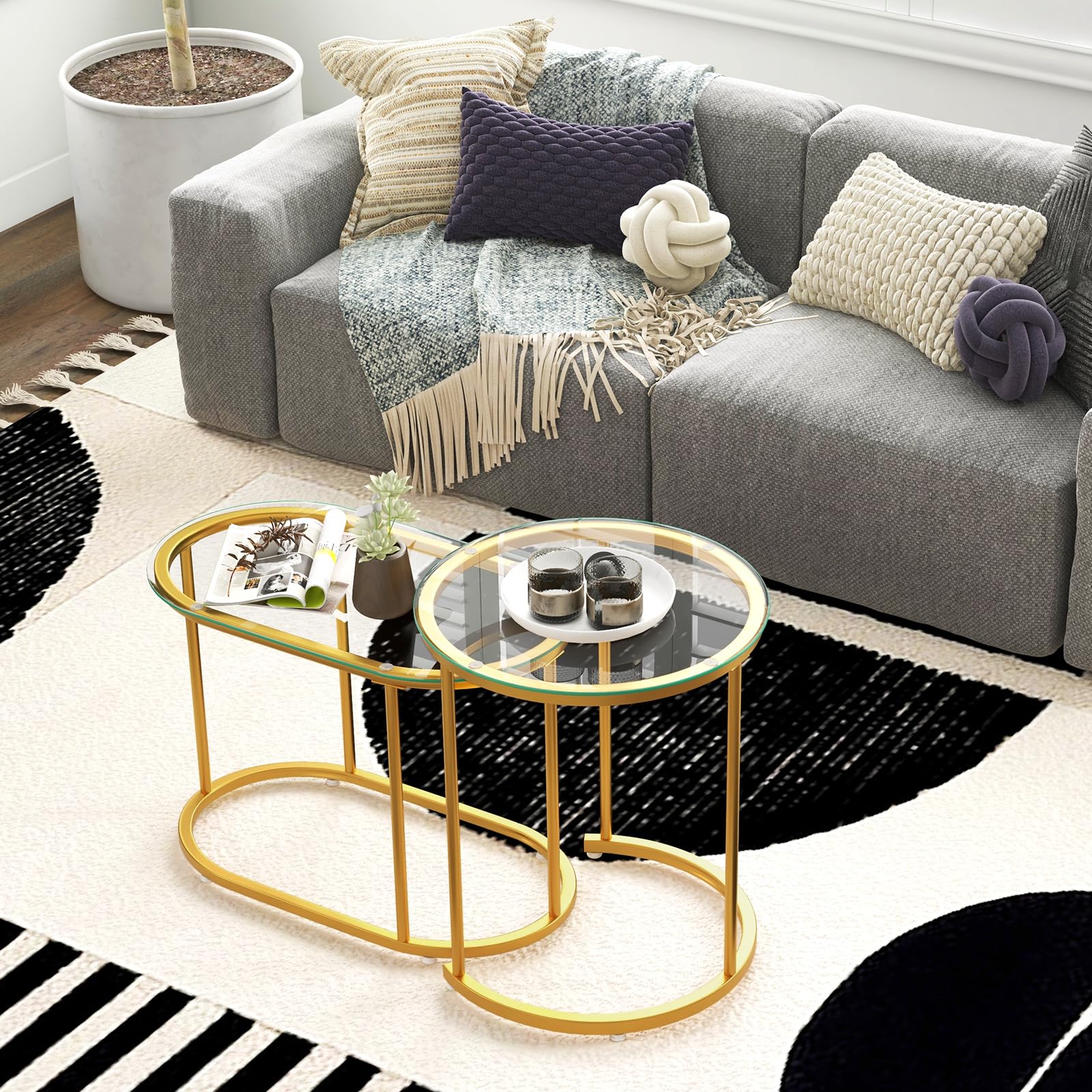 Giantex Nesting Coffee Table Set of 2