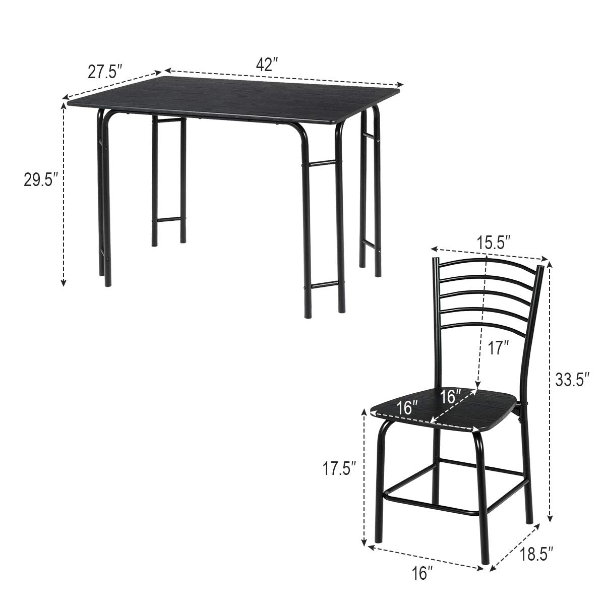 Giantex 5 PCS Dining Table Set 4 Person Modern Kitchen Table and 4 Chairs