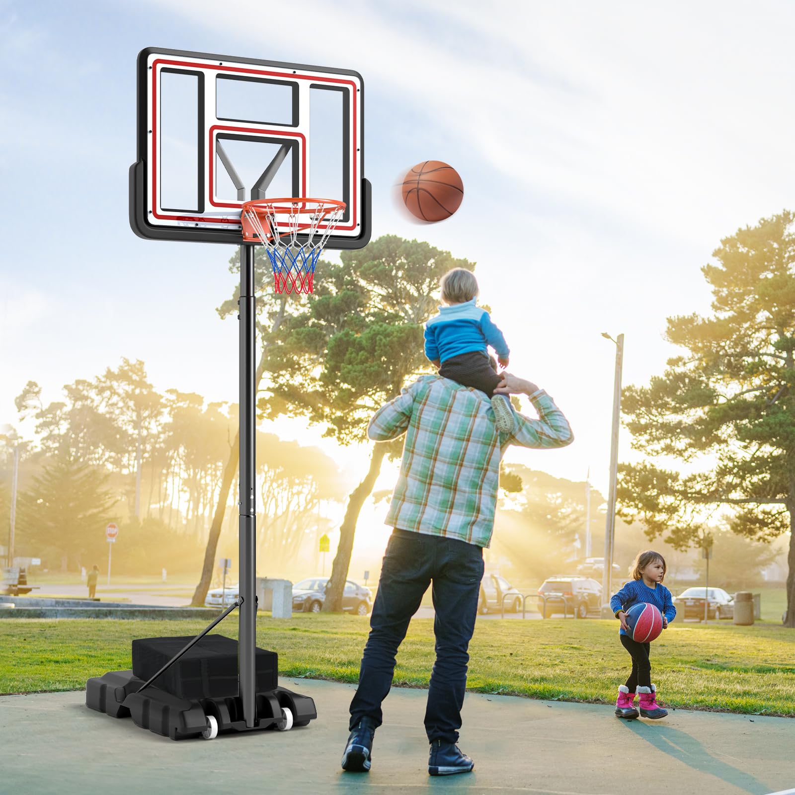 Giantex Portable Basketball Hoop Outdoor - 7.4-10 FT Height Adjustable Basketball Goal System