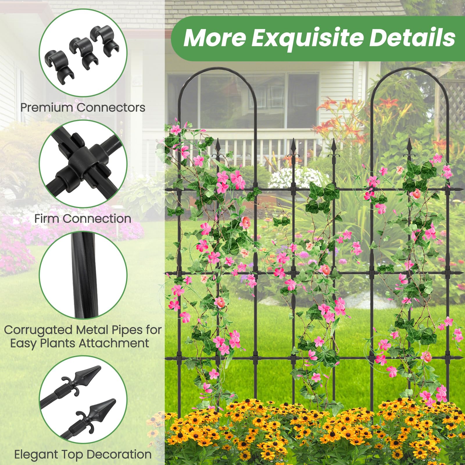 Giantex Outdoor Garden Trellis for for Climbing Plants, 73” Tall Trellis w/Rustproof PE Coated Metal Pipes