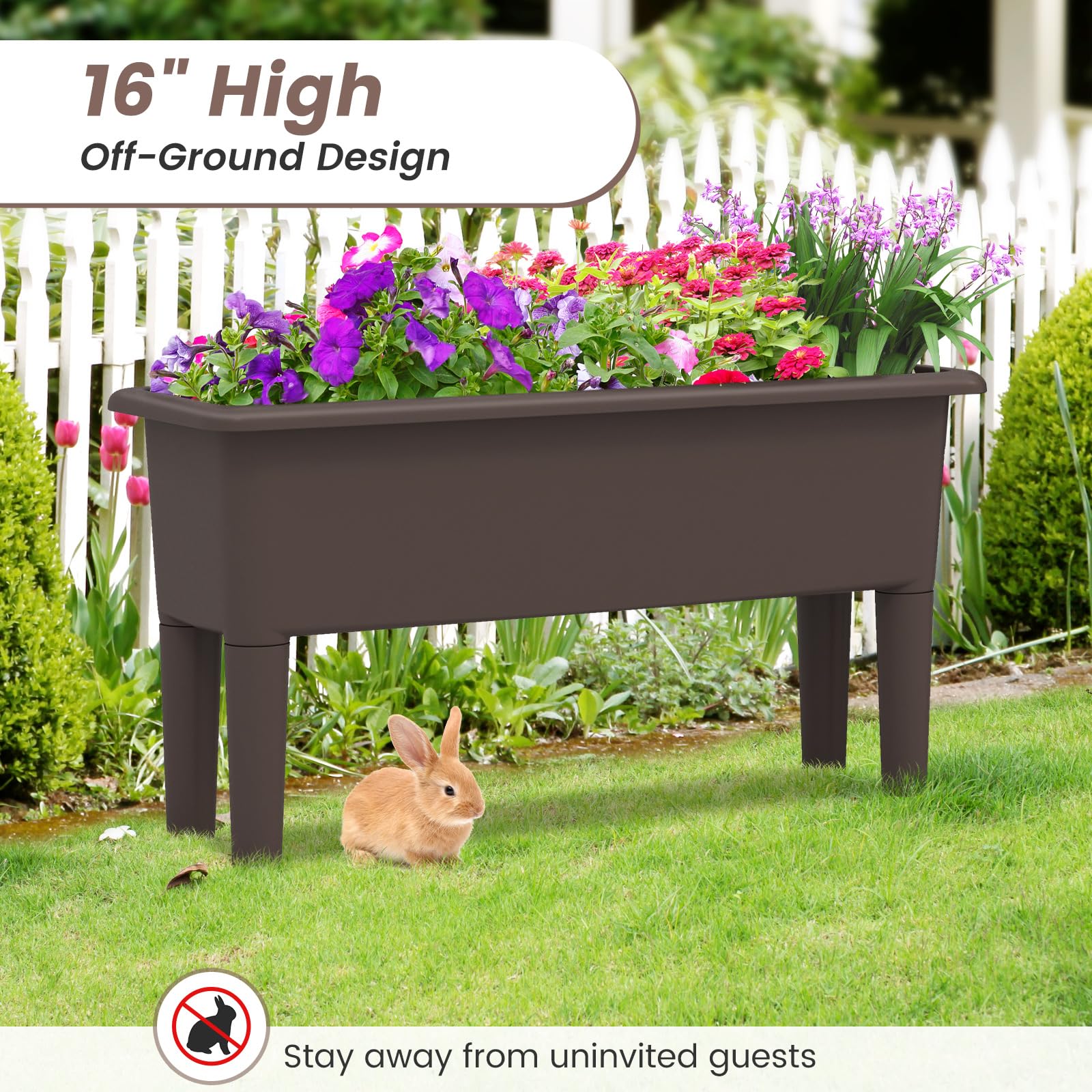 Giantex Raised Garden Beds Outdoor Set of 2, Self-Watering Planter Box with Detachable Legs & Drainage Hole