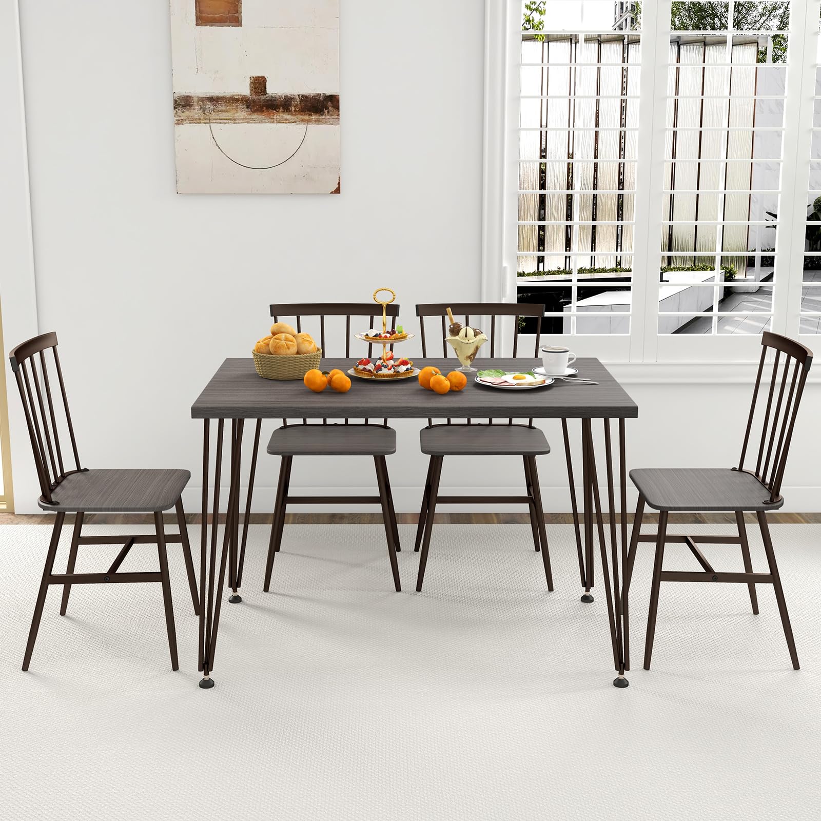 Giantex Dining Table Set for 4, Dining Set with Kitchen Table, Dining Chairs