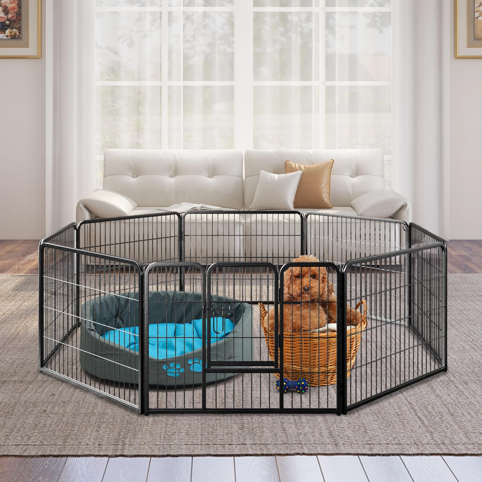 Giantex Dog Playpen Outdoor 24" H - 8/16 Panels Metal Pet Fence for Puppies Small Dogs, Portable Dog Fence for Yard Garden RV Camping