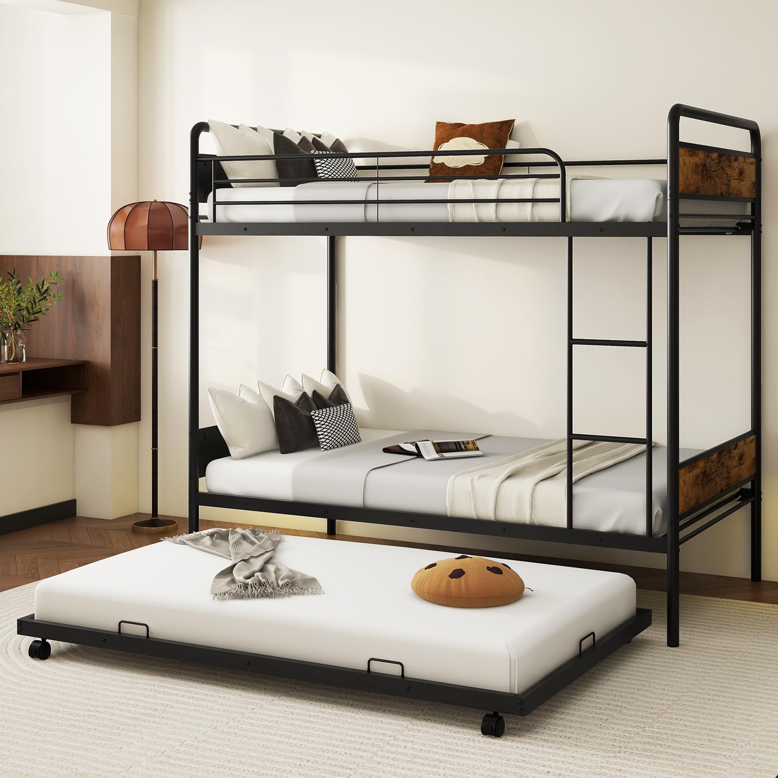 Giantex Metal Twin Over Twin Bunk Bed with Trundle