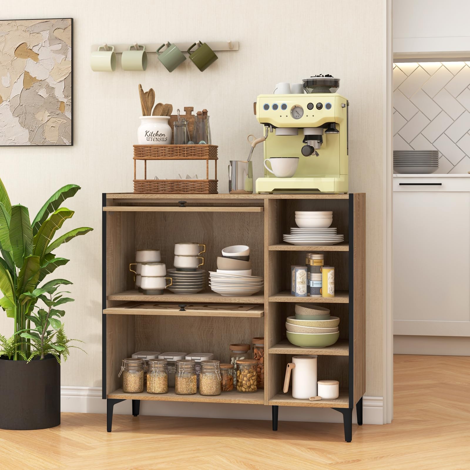 Giantex Shoe Cabinet with Flip & Slide Doors, Shoe Storage Cabinet with Adjustable Cube Shelves(Decorative Doors)