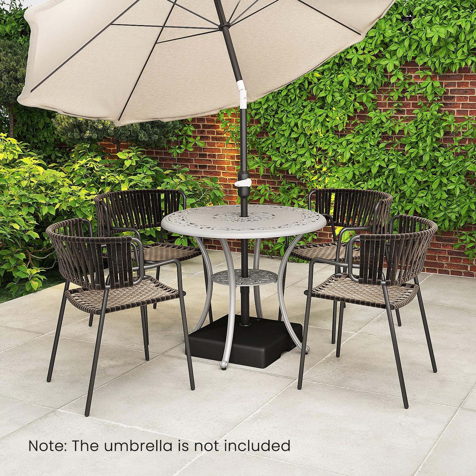 Giantex 132 lbs Fillable Patio Umbrella Stand with Retractable & Removable Pull Rod