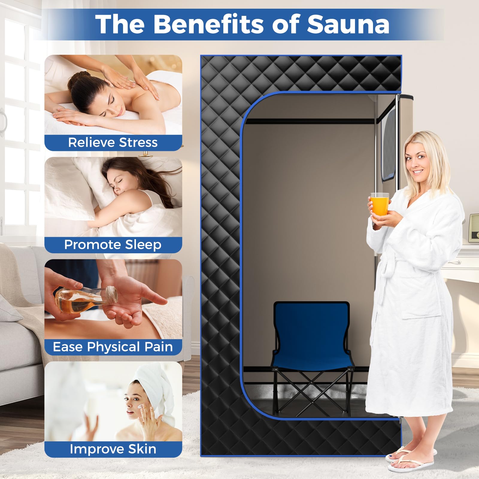 Giantex Portable Steam Sauna, Full Body Sauna Box with 3L Steam Generator, Remote Control