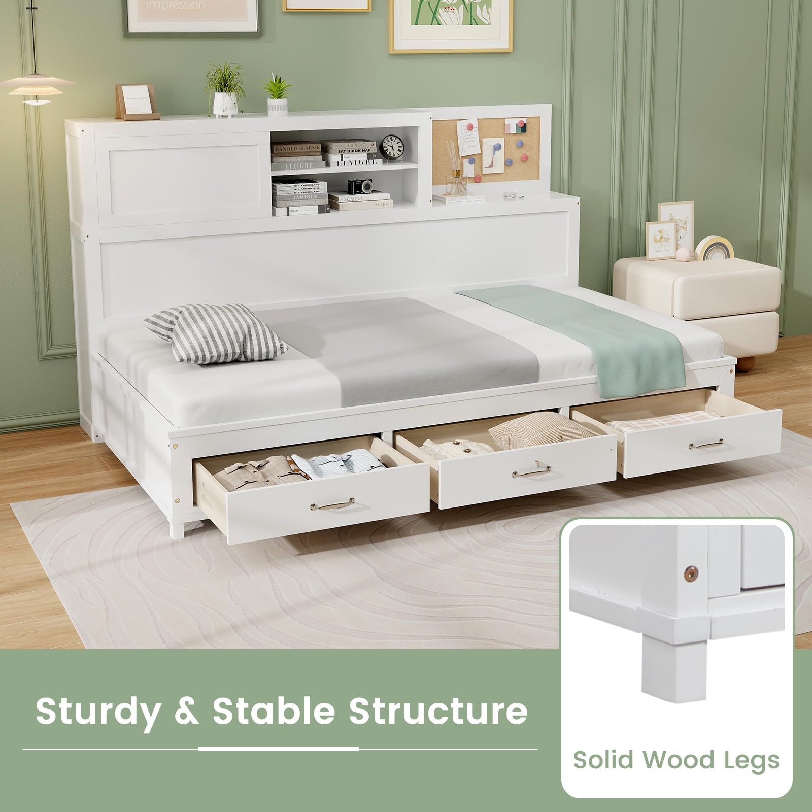 Giantex Daybed with 3 Storage Drawers