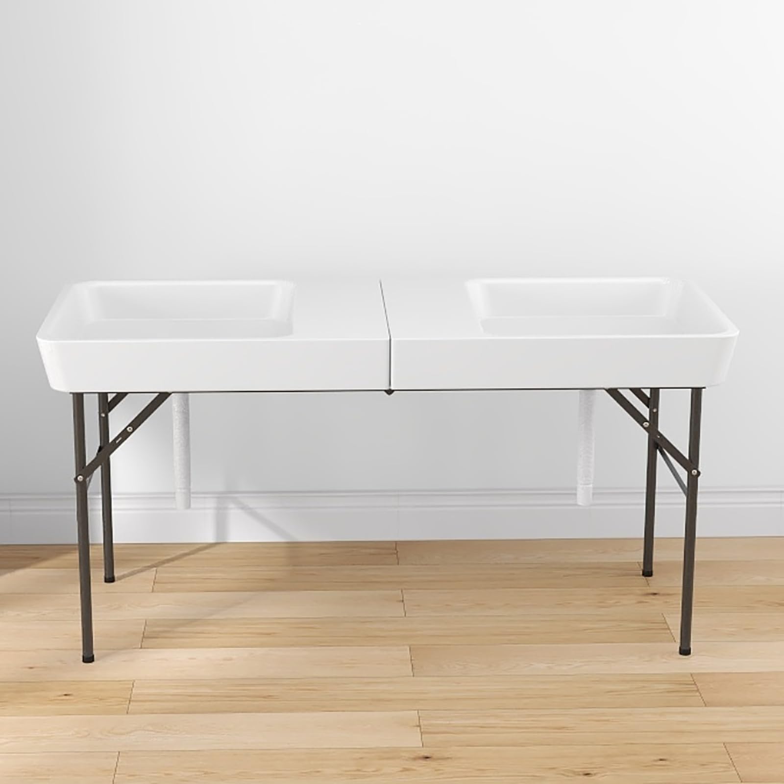 Giantex 5 FT Folding Ice Table with Double Sinks and Drains