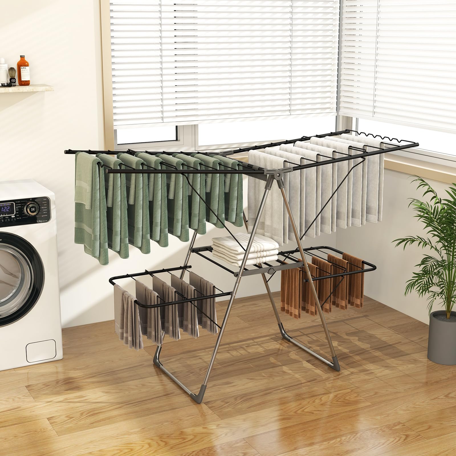 Giantex Clothes Drying Rack, Foldable Laundry Drying Rack with 33 Drying Rails