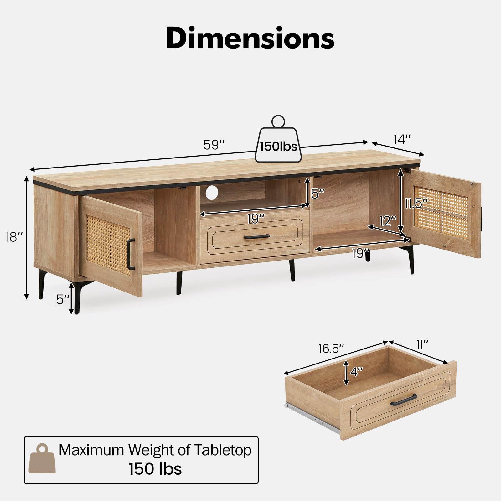 Giantex TV Stand for TV up to 65 Inches, Entertainment Center with 2 Cabinets