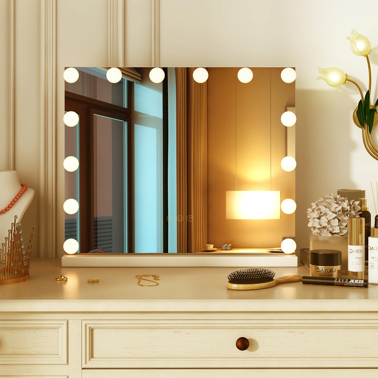 CHARMAID Vanity Mirror with Lights - 20" Hollywood Lighted Makeup Mirror with 14 LED Bulbs, 3 Color Lighting Modes